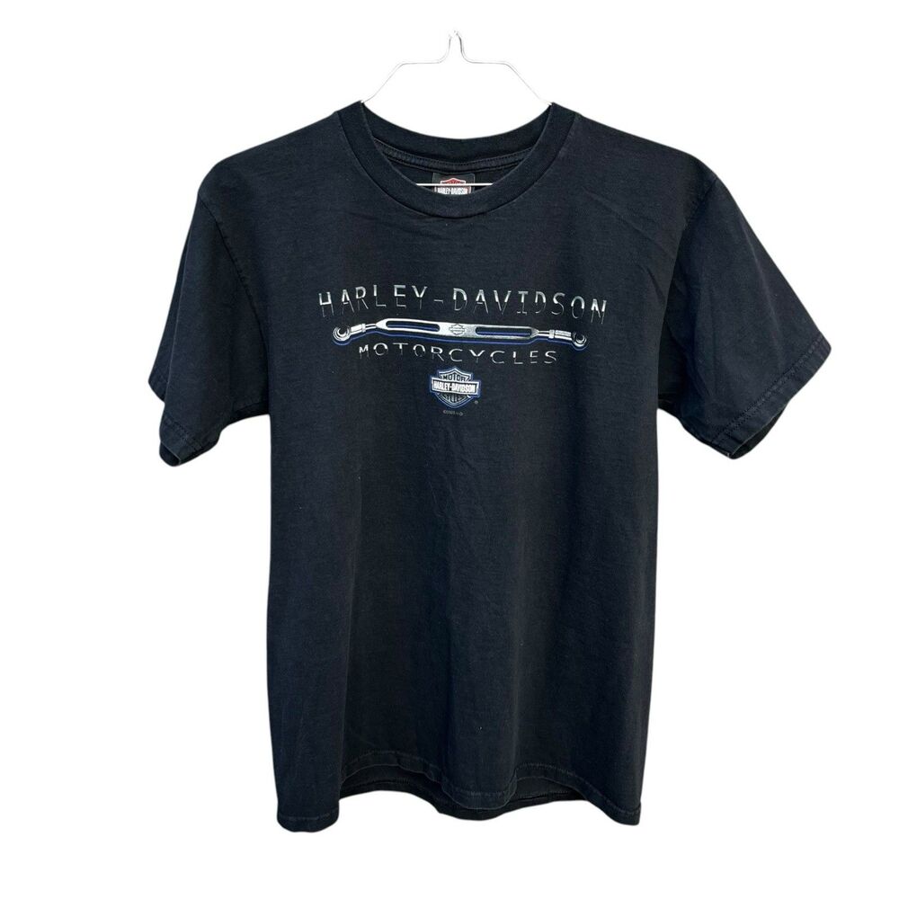 Vintage 2000s Harley Davidson Motorcycles Black Shirt Large USA Cotton Dallas TX
